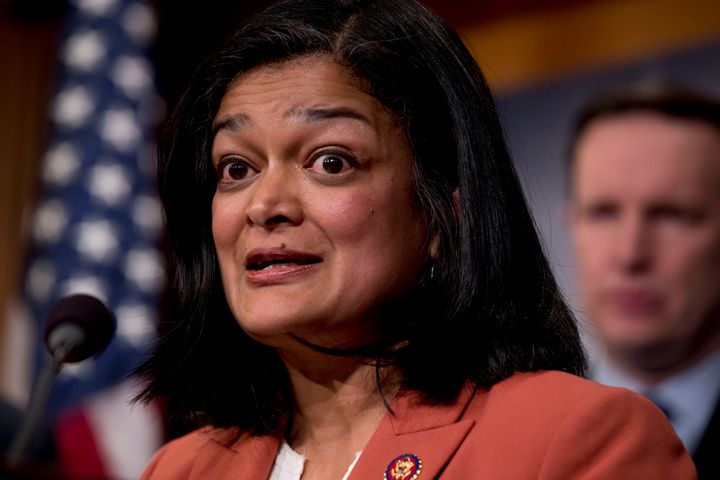 Rep. Pramila Jayapal (D-Wash.) at a news conference on Capitol Hill on Jan. 30. She unveiled the most ambitious "Medicare for all" bill yet on Feb. 27.