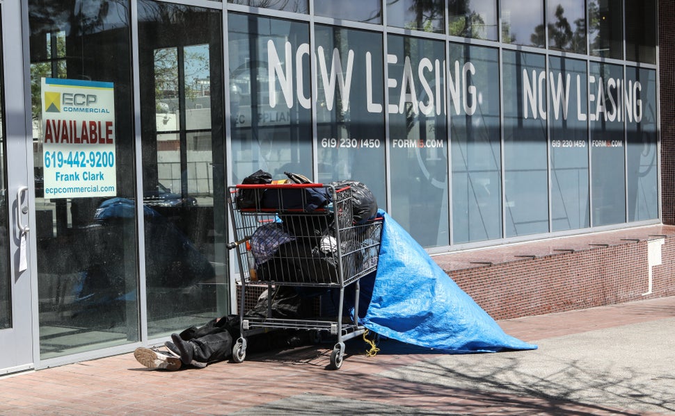 From 2016 to 2017, the number of people living in tents and hand-built structures in downtown San Diego increased by 104 perc