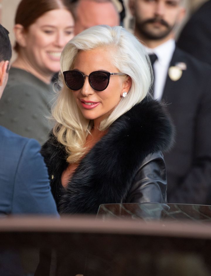 Gaga arriving to film Jimmy Kimmel live 