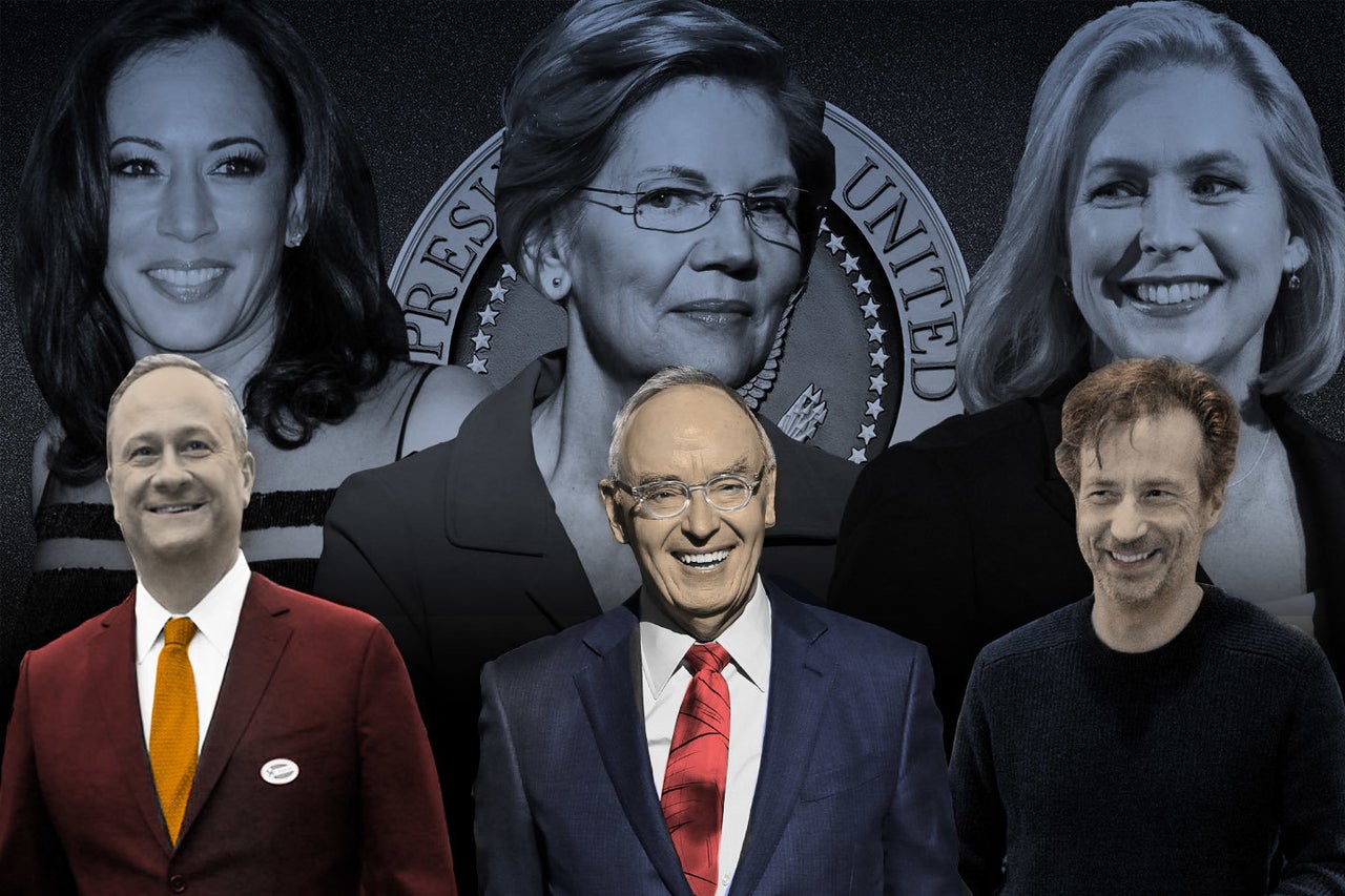 From left: Sen. Kamala Harris and husband Douglas Emhoff, Sen. Elizabeth Warren and husband Bruce Mann, Sen. Kirsten Gillibrand and husband Jonathan Gillibrand.