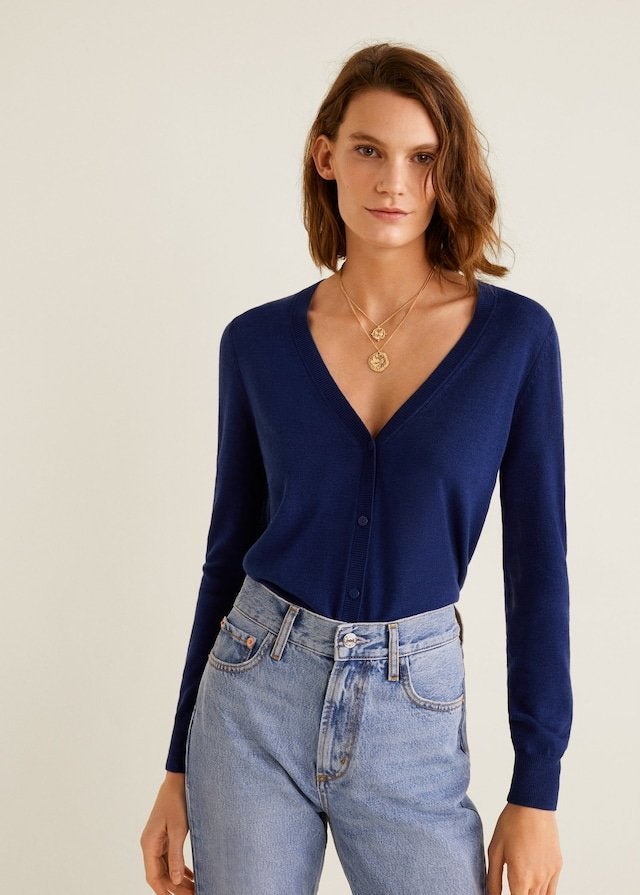 V neck button on sale sweater