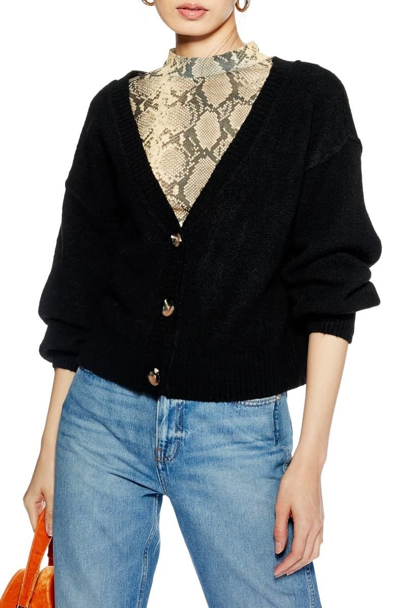 Horn button shop crop cardigan topshop