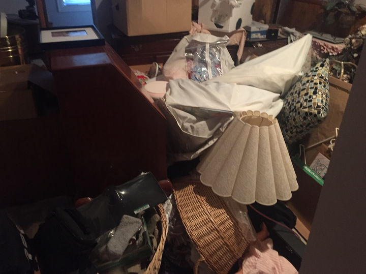A photo of a cluttered house I visited in 2017. I saw these often. Excessive clutter made it extremely difficult to take meas
