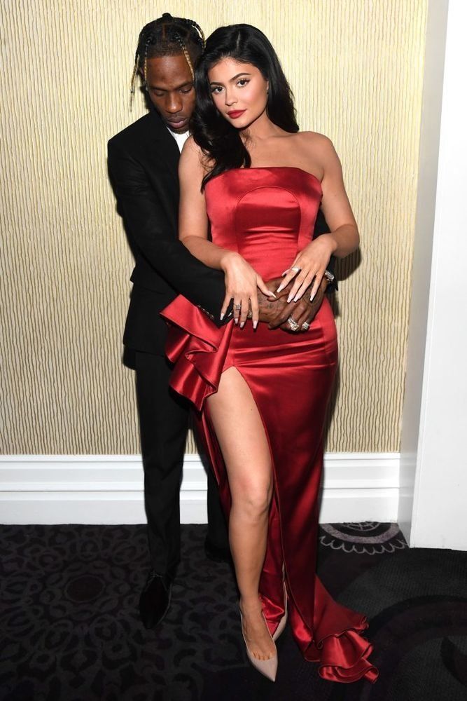 Travis Scott and Kylie Jenner at a pre-Grammys party in Los Angeles in February.