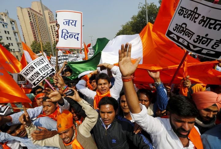 Activists from the Akhil Bharatiya Vidyarthi Parishad (ABVP) during a protest march in file photo