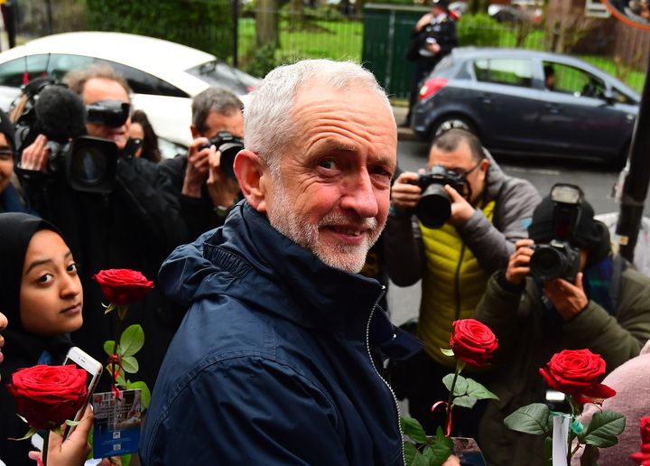 Jeremy Corbyn during the visit to Finsbury Park's Muslim Welfare House 