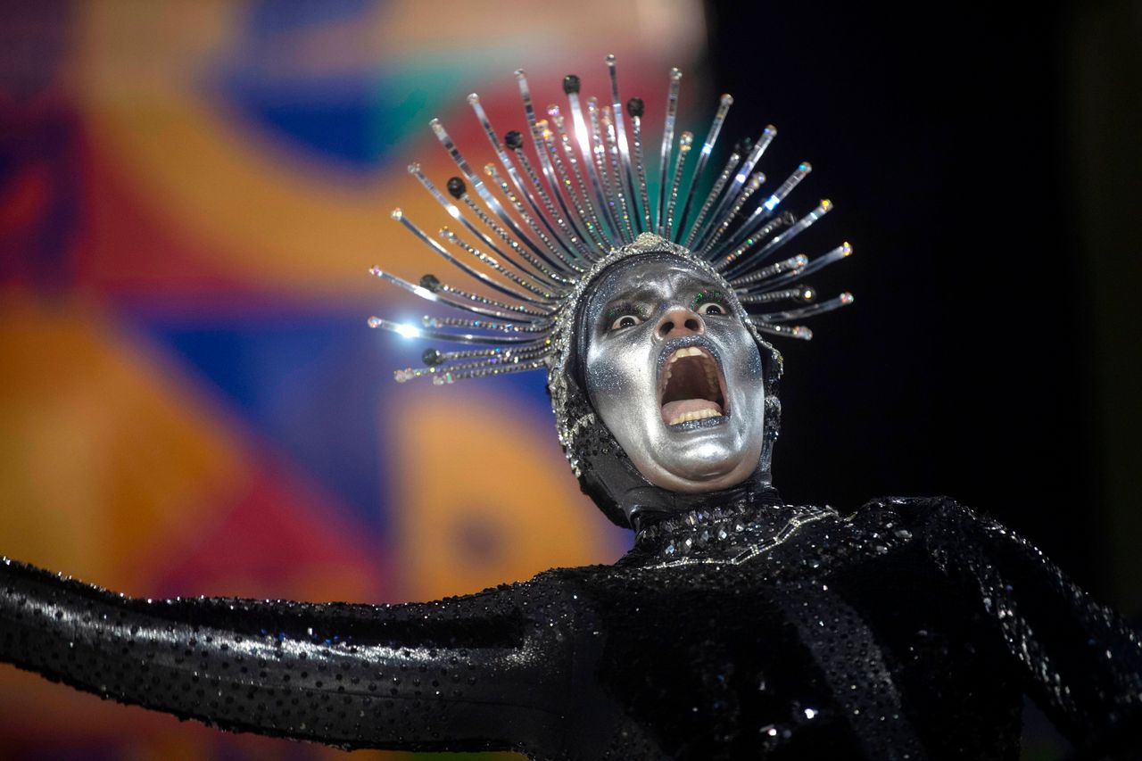A member of the Grande Rio samba school performs during Carnival.