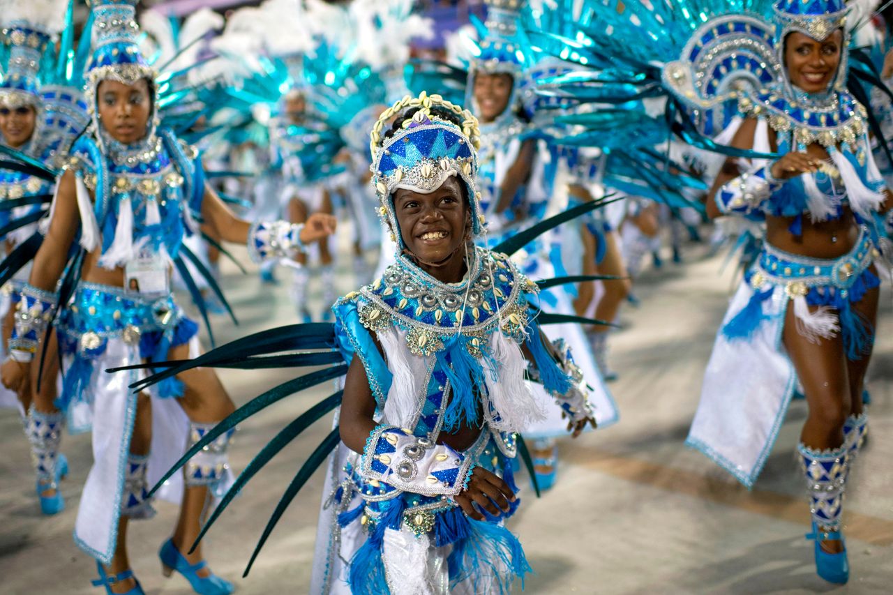 Members of the Beija-Flor samba school perform.
