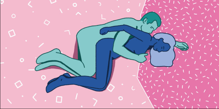 Ilustração do sexo de conchinha.
