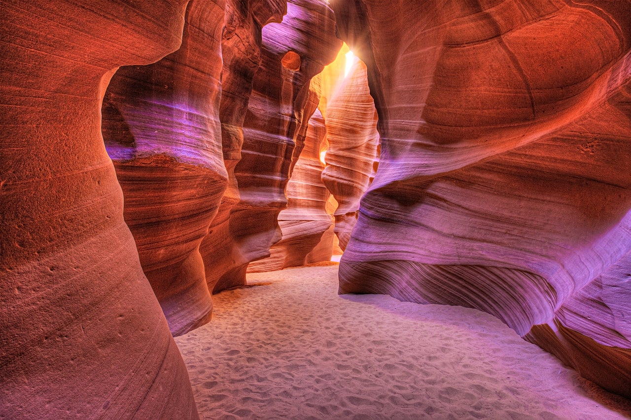 The glowing walls of the Antelope Slot Canyon, Page, Arizona.