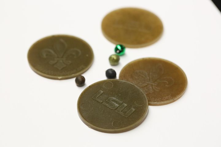 Naohiro Kato's algae-based biodegradable Mardi Gras baubles and beads.