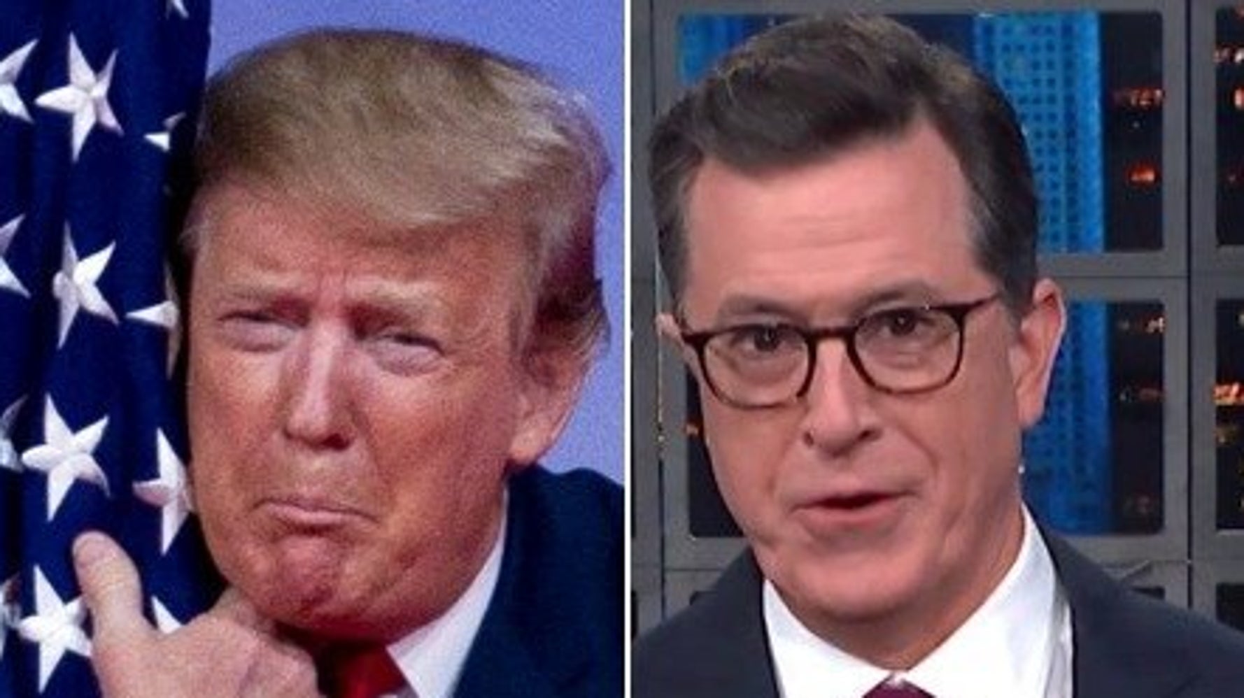 Colbert Flag Colbert On Trump's Flag Hug: 'First Time A Flag's Ever Volunteered To ...