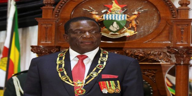 Zimbabwean President Emmerson Mnangagwa looks on after delivering the State of the Nation Address (SONA) in Harare, Zimbabwe, December 20, 2017. REUTERS/Philimon Bulawayo