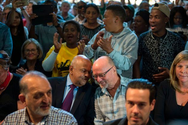 Pravin Gordhan and Derek Hanekom at a memorial service for Ahmed Kathrada shortly after their dismissal form Cabinet in March 2017.
