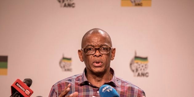 ANC secretary-general Ace Magashule at the press conference on Monday.