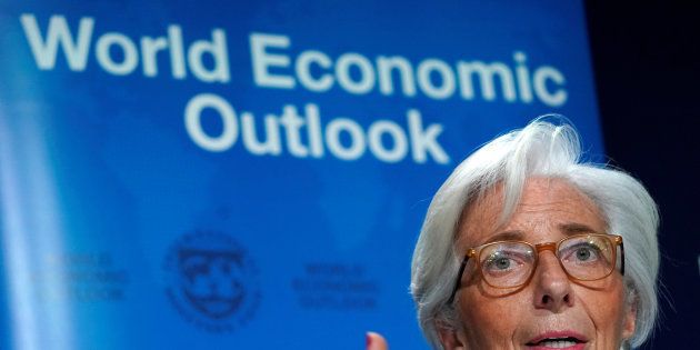 Christine Lagarde, managing director of the International Monetary Fund (IMF), attends a news conference on the world economic outlook during the World Economic Forum (WEF) annual meeting in Davos, Switzerland, January 22.