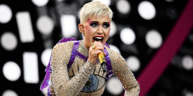 Katy Perry performs on the Pyramid Stage at Worthy Farm in Somerset during the Glastonbury Festival in Britain, June 24, 2017.