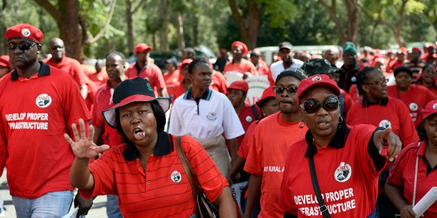 Members of the South African Democratic Teachers Union (Sadtu) protest.