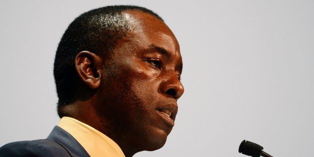 Mosebenzi Zwane, South African Minister of Mineral Resources, speaks on the first day of the Mining Indaba 2017 Conference on February 6, 2017, at the Cape Town International Convention Centre in Cape Town.