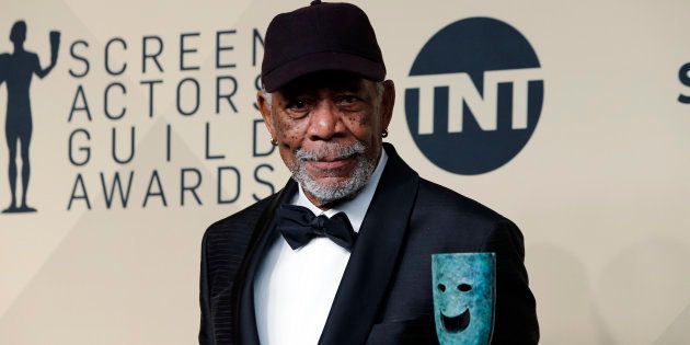 Morgan Freeman poses with the 54th annual Screen Actors' Guild Life Achievement Award.