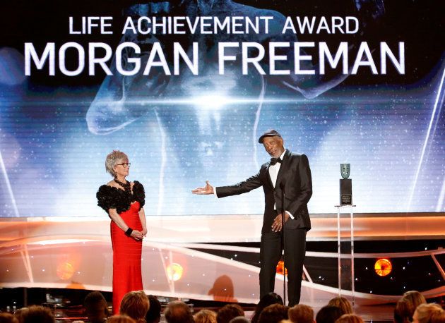 Actor Morgan Freeman accepts the Life Achievement Award from actress Rita Moreno. REUTERS/Mario Anzuoni TPX IMAGES OF THE DAY