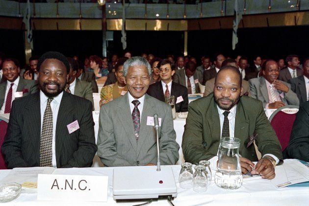 Cyril Ramaphosa, Nelson Mandela and Jacob Zuma at Codesa on December 20, 1991, in Johannesburg.