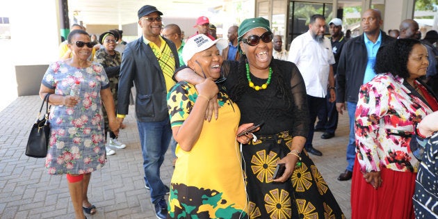 Members of the ANC's national executive committee arrive for a meeting in December 2017. They will have to decide President Jacob Zuma's fate.