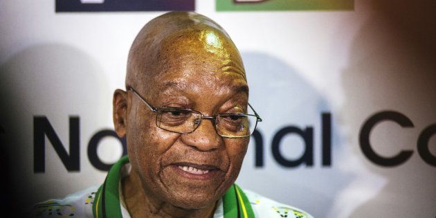 Jacob Zuma, South Africa's president, speaks with journalists during the 54th national conference of the African National Congress party in Johannesburg, South Africa, on Monday, Dec. 18, 2017.