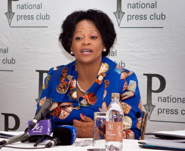 South Africa's minister of Water Affairs Nomvula Mokonyane attends a press conference regarding the service delivery protests that have swept the nation, March 11, 2010 in Pretoria, South Africa.