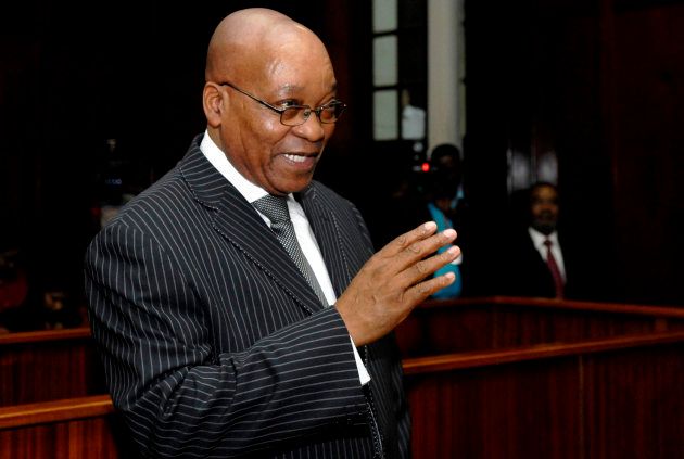 Zuma addresses the Durban High Court, April 7, 2009. He said he had been "vindicated" after prosecutors dropped corruption charges against him and vowed to focus on leading the country after an election this month.