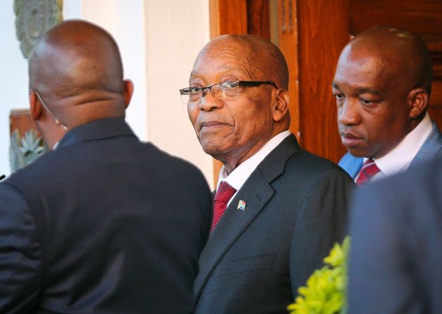 President Jacob Zuma leaves Tuynhuys, the office of the Presidency at Parliament in Cape Town.