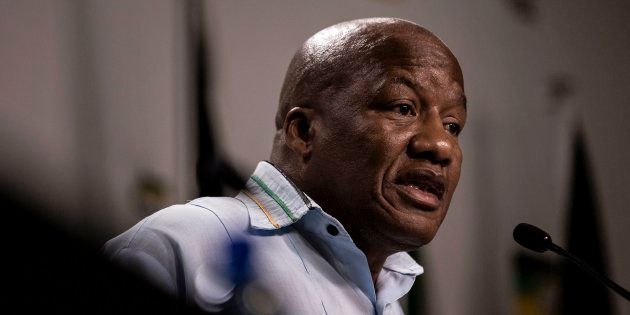 South Africa's ruling party African National Congress' (ANC) chief whip, Jackson Mthembu, addresses the media on communication and the battle of ideas on April 2, 2017 in Johannesburg.