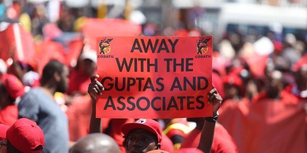 Cosatu members march against corruption and state capture on September 27, 2017 in Durban.