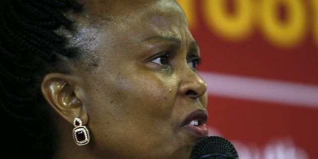 Public protector Busisiwe Mkhwebane during the release of her report on the inquiry into Nelson Mandela's funeral funds last year.