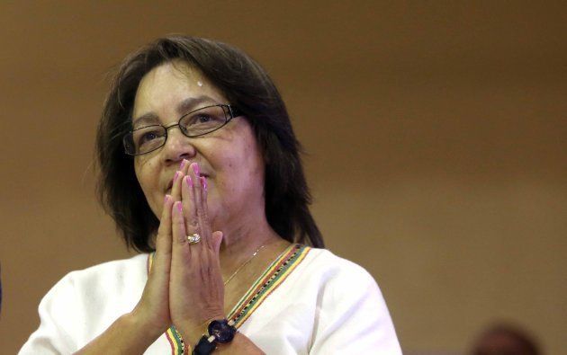 City of Cape Town mayor Patricia de Lille gestures during a service to pray for her at World Harvest Ministries on January 14, 2018 in Langa, South Africa.