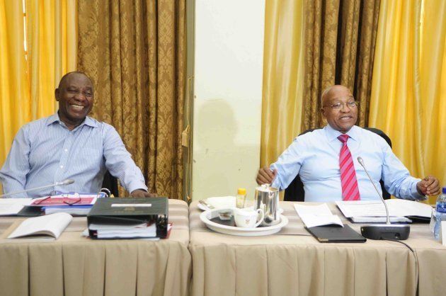 Deputy President Cyril Ramaphosa and President Jacob Zuma during a photo opportunity at the cabinet lekgotla in January.