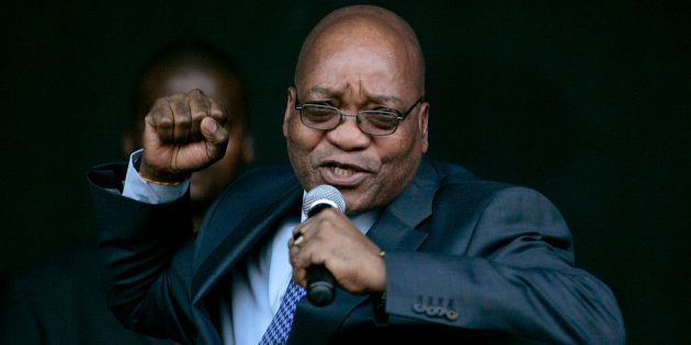 Jacob Zuma sings for his supporters at the Pietermaritzburg High Court on August 4, 2008. Zuma appeared in court to push for the dismissal of a corruption case that could have stopped him becoming president.
