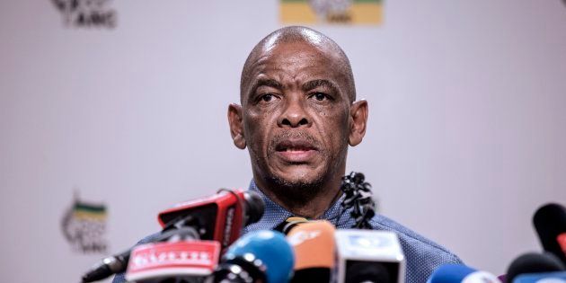 ANC Secretary General Ace Magashule gives a press briefing on February 13, 2018 on the outcome of the ANC National Executive Committee in Johannesburg.