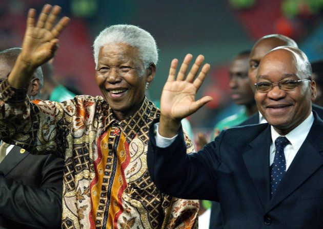 Former South African Presidents Nelson Mandela and Jacob Zuma. REUTERS/Juda Ngwenya