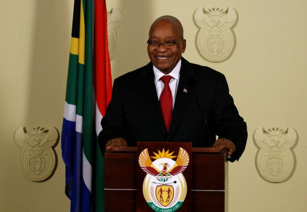 South Africa's President Jacob Zuma smiles as he arrives to speak at the Union Buildings in Pretoria, South Africa, February 14, 2018. REUTERS/Siphiwe Sibeko
