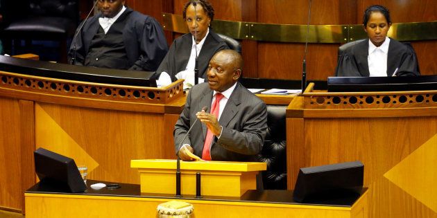 President Cyril Ramaphosa addresses MPs after being elected president of the Republic of South Africa in Parliament in Cape Town, February 15, 2018.