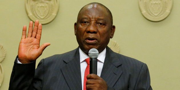 President Cyril Ramaphosa is sworn in at Parliament in Cape Town.