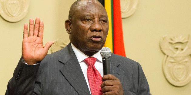 Cyril Ramaphosa is sworn in as the new president in Parliament. February 15, 2018.