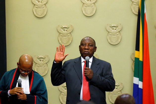 South Africa's President Cyril Ramaphosa is sworn in as president at the parliament in Cape Town, South Africa, February 15, 2018.