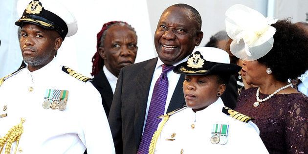 President Cyril Ramaphosa arrives to deliver his state of the nation address at Parliament in Cape Town, South Africa, February 16, 2018.