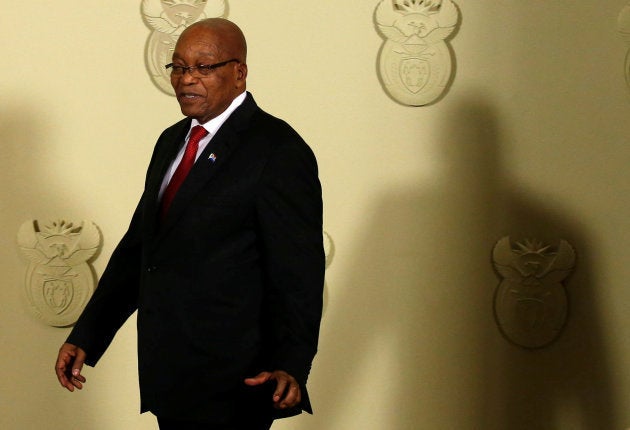 South Africa's President Jacob Zuma arrives to speak at the Union Buildings in Pretoria, South Africa, February 14, 2018.