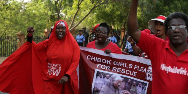 Campaigners from the #BringBackOurGirls group protest in Nigeria's capital Abuja to mark 1,000 days since over 200 schoolgirls were kidnapped from their secondary school in Chibok by Islamist sect Boko Haram, Nigeria January 8, 2017.