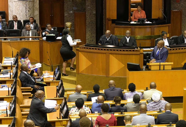 Mmusi Maimane, DA leader, addressing the National Assembly on Monday. He struck a better note than his remarks after President Cyril Ramaphosa's election last Thursday.