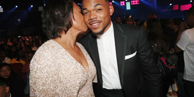 LOS ANGELES, CA - JUNE 25: Lisa Bennett (L) and Chance the Rapper at 2017 BET Awards at Microsoft Theater on June 25, 2017 in Los Angeles, California. (Photo by Johnny Nunez/Getty Images for BET)