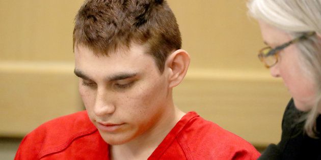 Nikolas Cruz at the first trial hearing for the massacre of 17 people in a high school.